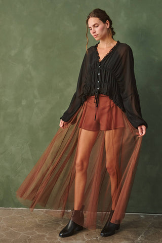 On the Rocks Black Ruffle Blouse