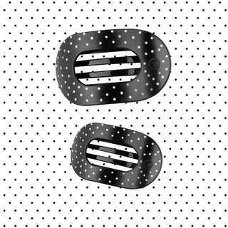 Teleties Black Polka Dot Party Medium Flat Round Hair Clip