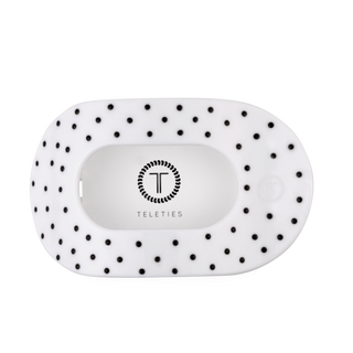 Teleties White Polka Dot Party Large Flat Round Hair Clip