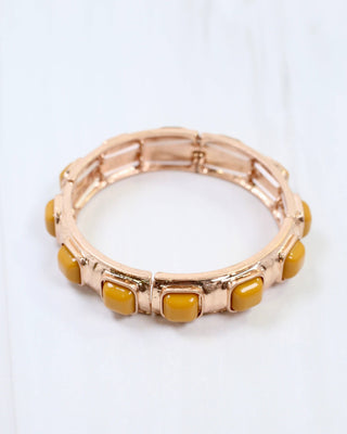 Allie Hammered Gold Stretch Bracelet in Mustard