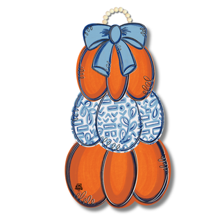 Blue and White Pumpkin Stack Door Hanger