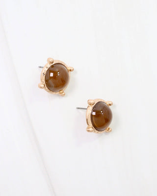 Florissant Brown Round Post Earring