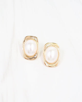 Perugia Rectangular Pearl Stud Earring