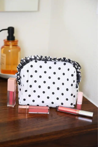 Polka Dot Quilted Ruffle Bag