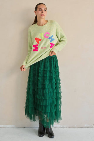 Evergreen Tiered Ruffle Maxi Skirt