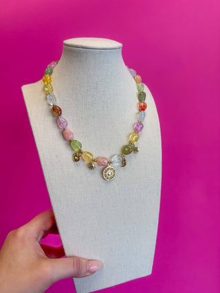 Multi Mix Bead with Charm Necklace