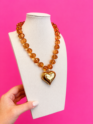 Honey Heart Bauble Bead Necklace