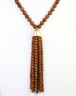 Mila Beaded Tassel Necklace Brown