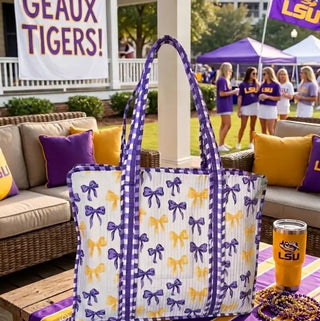Sideline Social Purple & Yellow Quilted Bag