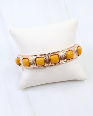 Allie Hammered Gold Stretch Bracelet in Mustard