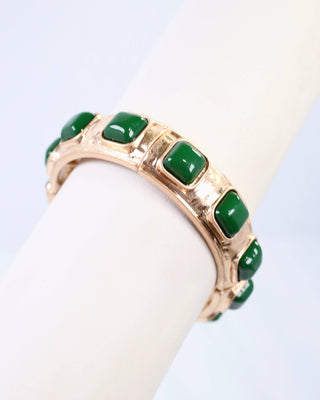 Allie Hammered Gold Stretch Bracelet in Green