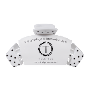 Teleties Classic White Polka Dot Party Large Claw Clip