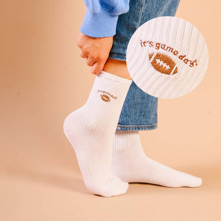 Game Day Embroidered Crew Socks