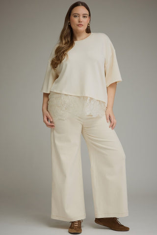 Ecru Twill Cropped Pants