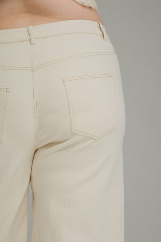 Ecru Twill Cropped Pants