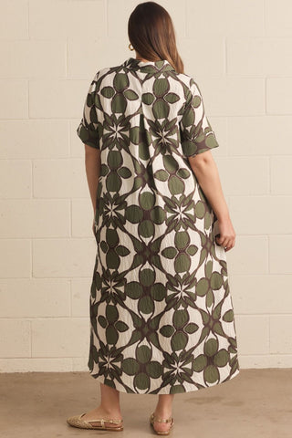 Mosaic Leaf Shirt Dress