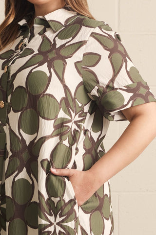 Mosaic Leaf Shirt Dress