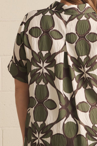 Mosaic Leaf Shirt Dress