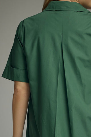 Hunter Green & Gold Midi Shirt Dress