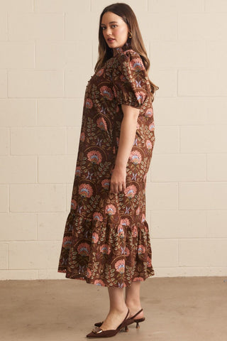 Delilah Chocolate Floral Eyelet Midi Dress