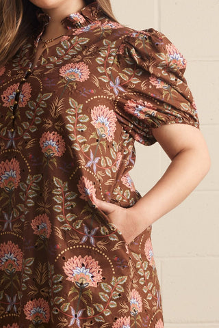 Delilah Chocolate Floral Eyelet Midi Dress