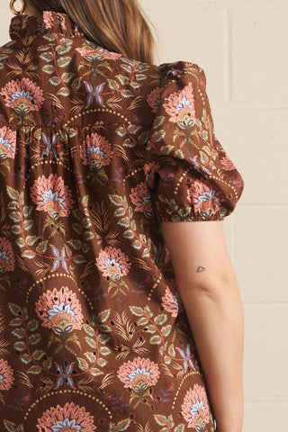 Delilah Chocolate Floral Eyelet Midi Dress