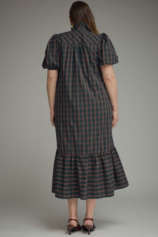 Nicole Green Plaid Midi Dress