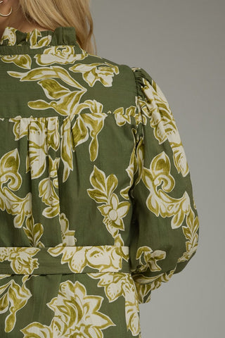 Olive Bloom Midi Dress