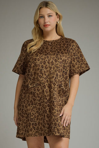 Leopard Suede Shift Dress