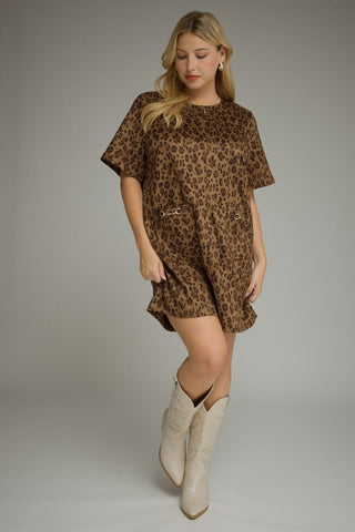 Leopard Suede Shift Dress