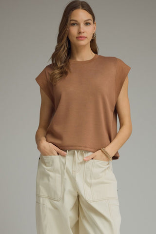 Mocha Cap Sleeve Knit Top