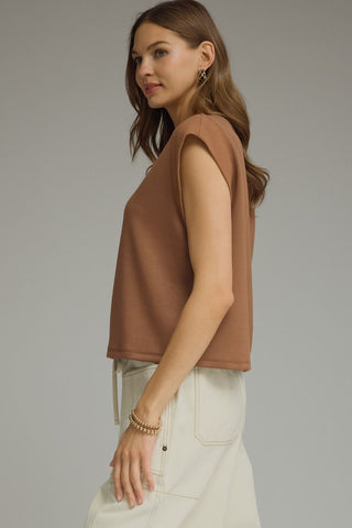 Mocha Cap Sleeve Knit Top
