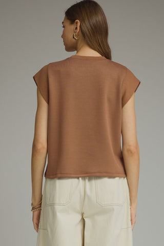 Mocha Cap Sleeve Knit Top