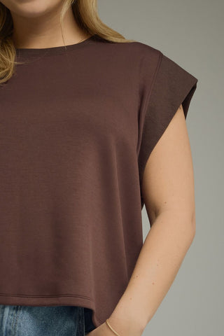 Brown Cap Sleeve Knit Top