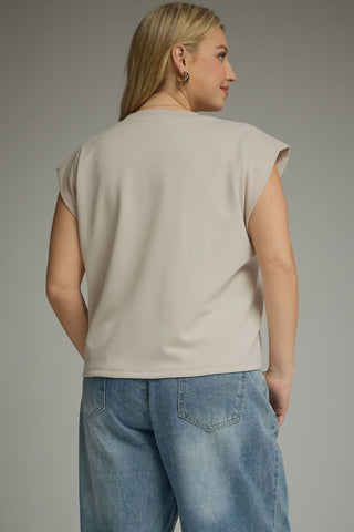 Almond Cap Sleeve Knit Top