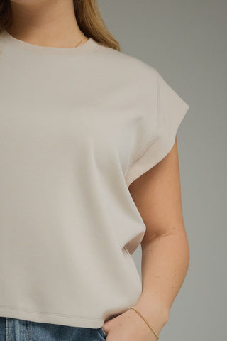 Almond Cap Sleeve Knit Top