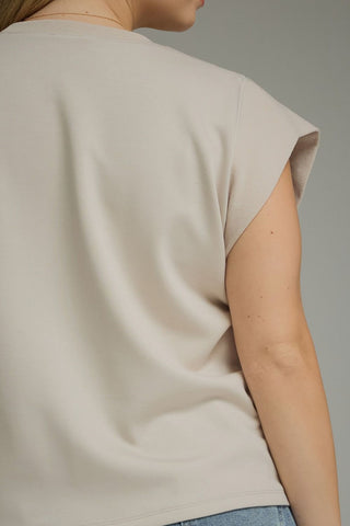 Almond Cap Sleeve Knit Top