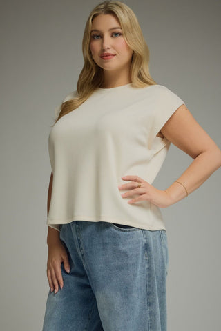 Ecru Cap Sleeve Knit Top