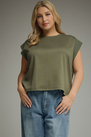 Olive Cap Sleeve Knit Top