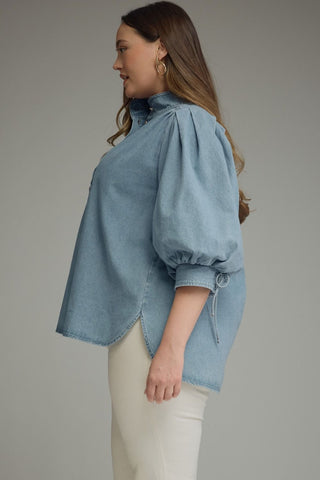 Timeless Puff Sleeve Denim Blouse