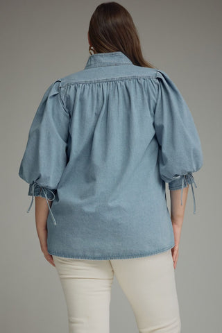 Timeless Puff Sleeve Denim Blouse