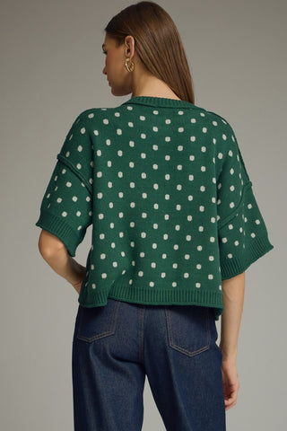 Dotty Knit Hunter Green Sweater Top