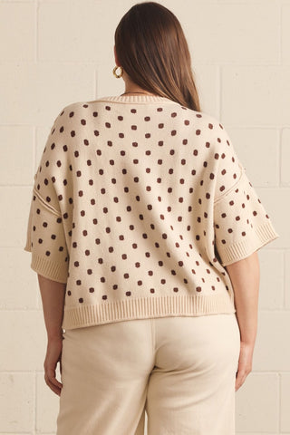 Dotty Knit Ecru Sweater Top