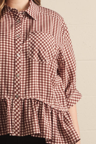 Red Bean Gingham Blouse