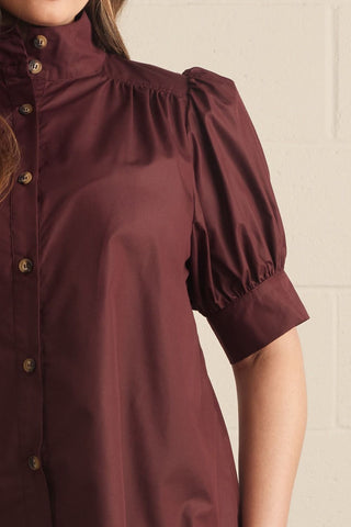 Burgundy Puff Sleeve Blouse