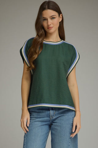 Color Pop Trim Top in Green