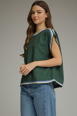Color Pop Trim Top in Green