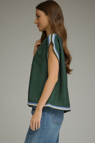 Color Pop Trim Top in Green