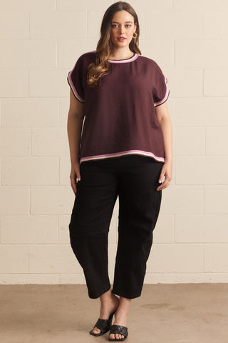 Color Pop Trim Top in Chocolate