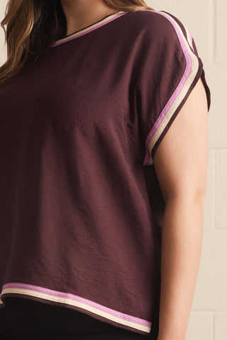 Color Pop Trim Top in Chocolate